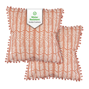 Pair of Outdoor Scatter Cushions – Terracotta Fern Design