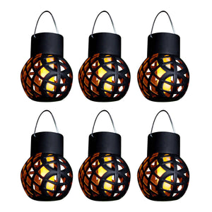 Pack of 6 Solar Hanging Lanterns – Dancing Flame LED Lights
