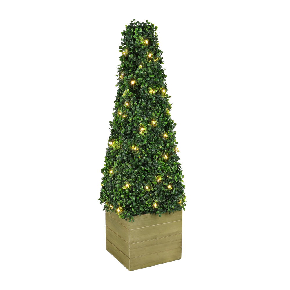 Solar Faux Plant – Obelisk Topiary with 100 LED Lights