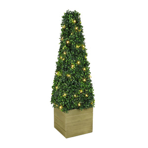Solar Faux Plant – Obelisk Topiary with 100 LED Lights