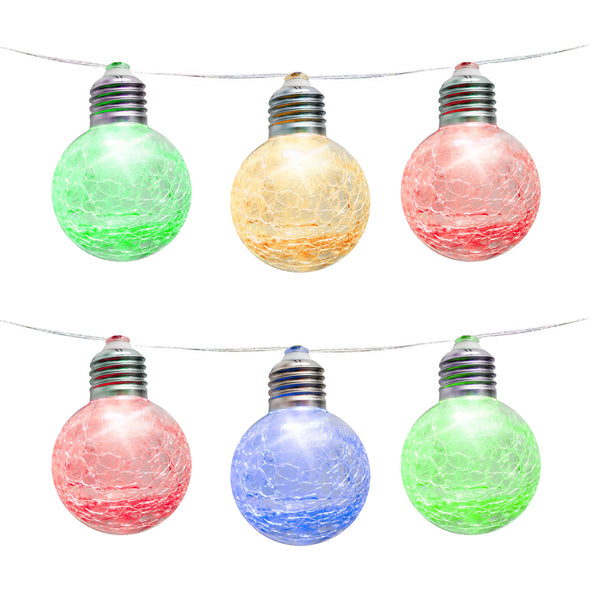 10-Piece Solar Crackle Ball String Lights – Outdoor LED Garden Lights