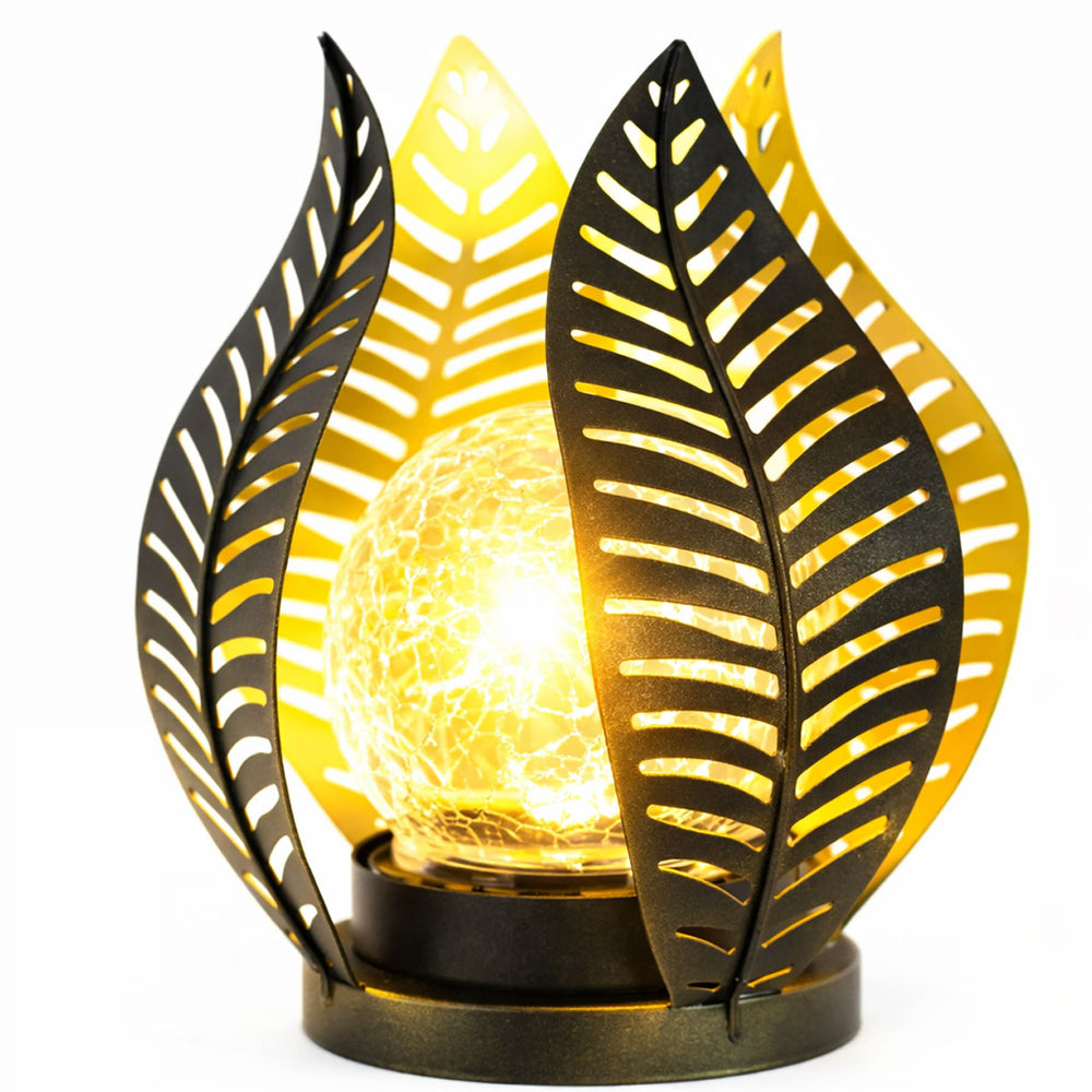 Solar Garden Ornament – Metal Tulip Flower with LED Crackle Glass Ball