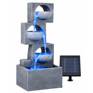 Solar Water Feature – Geometric Steps Fountain with LED Lights & Battery Backup