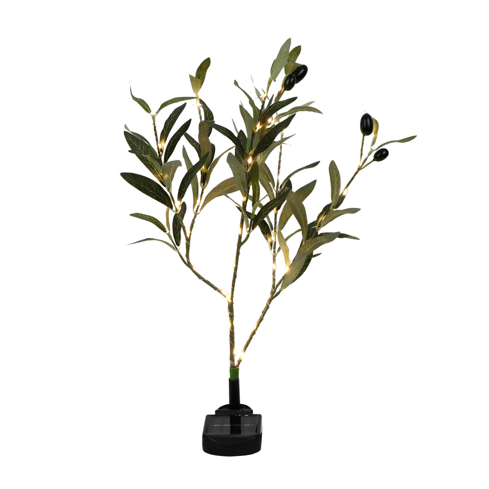 Solar Olive Tree Stake Light – Warm White LED Garden Light