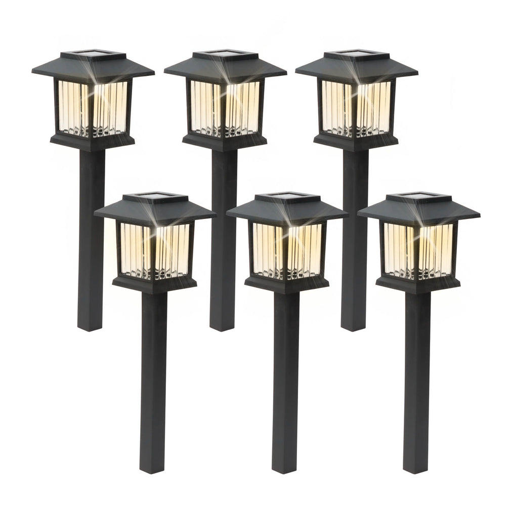 Pack of 6 Illuminated Solar Path Stake Lights – Warm White LED Garden Lights