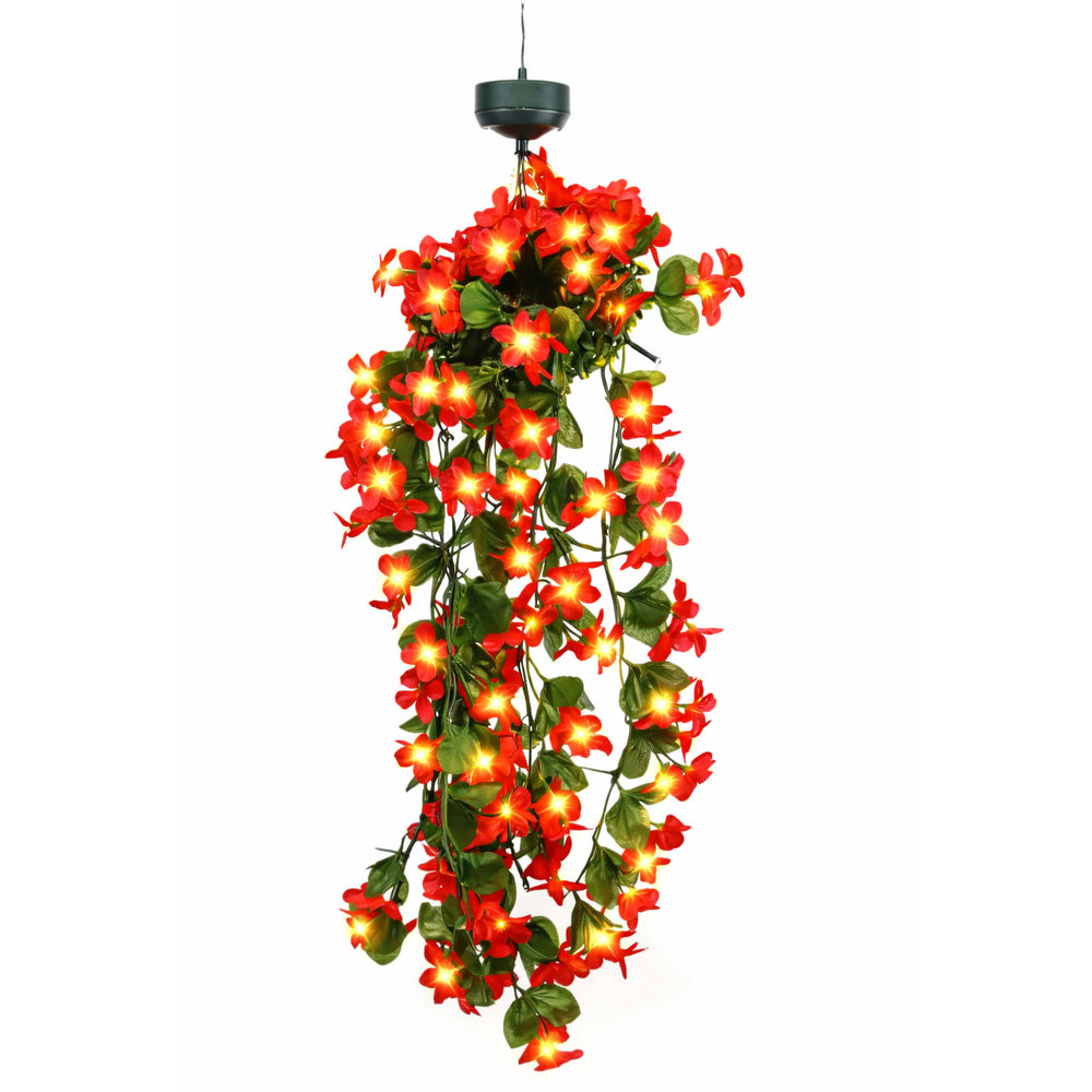 Solar Hanging Lights – Pink Primrose Flower 30 LED Garden Lights