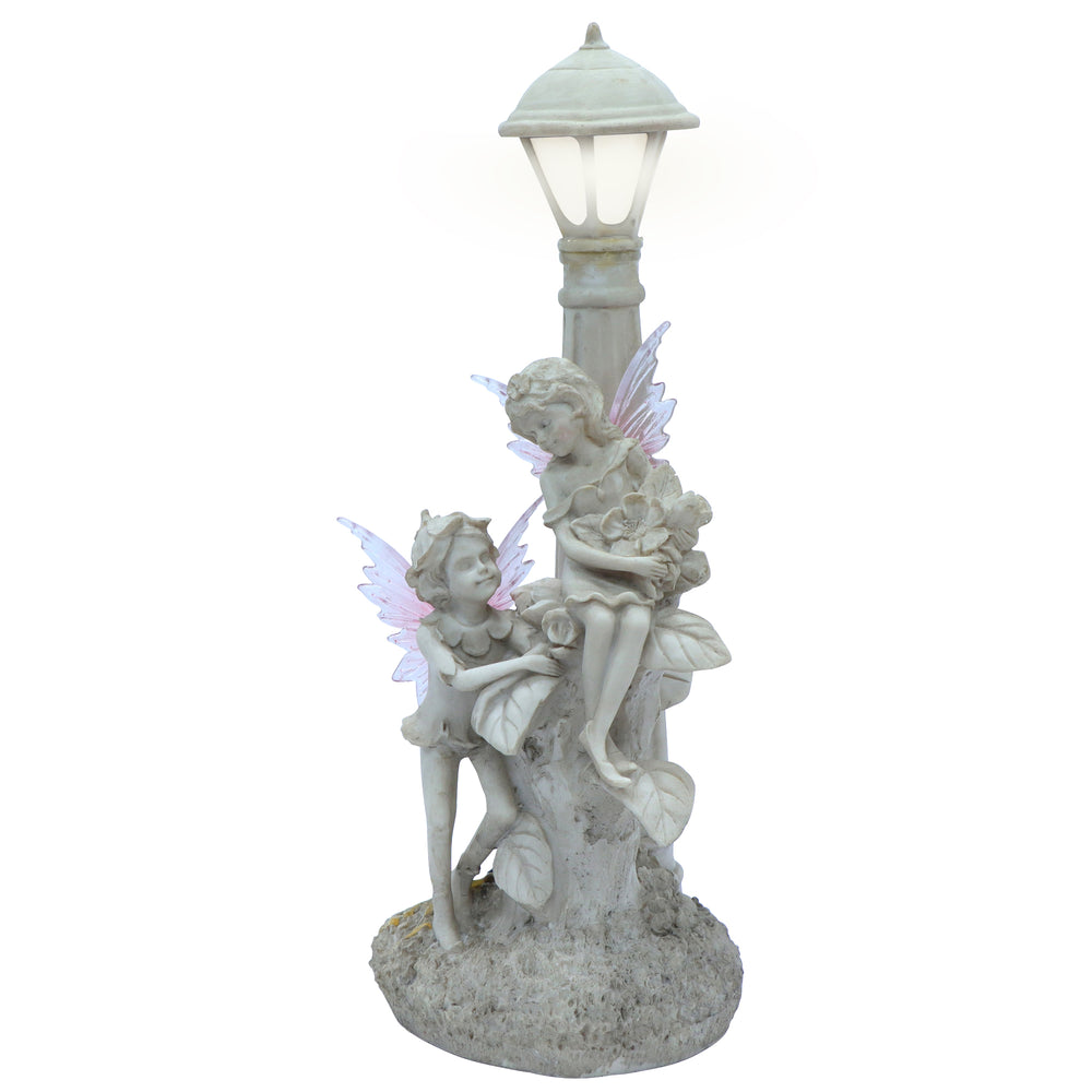 Solar Garden Ornament – Fairies Under Lamp Post with LED Light