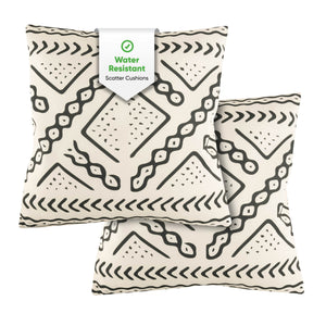 Pair of Outdoor Scatter Cushions – Aztec Tribal Design