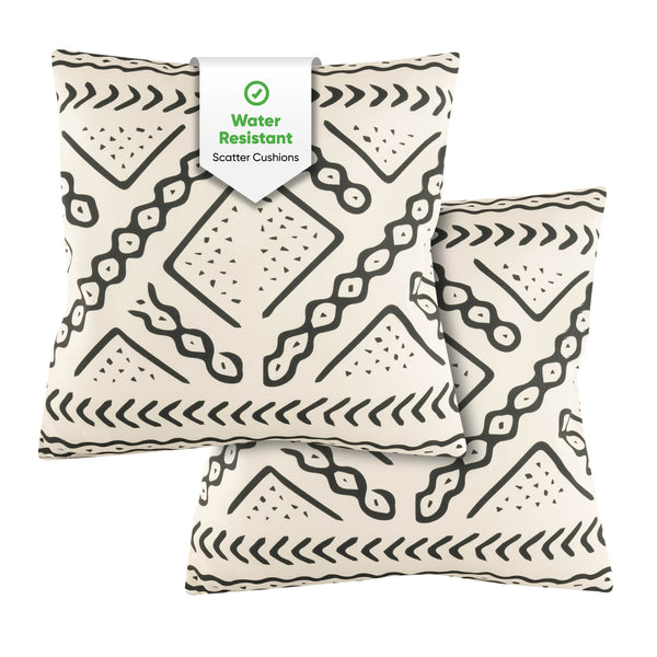 Pair of Outdoor Scatter Cushions – Aztec Tribal Design