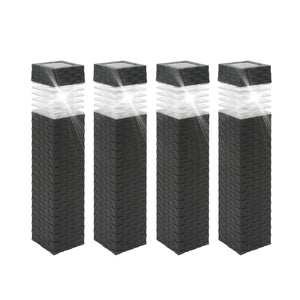 Pack of 4 Rattan Style Solar Stake Lights – White LED Garden Path Lights