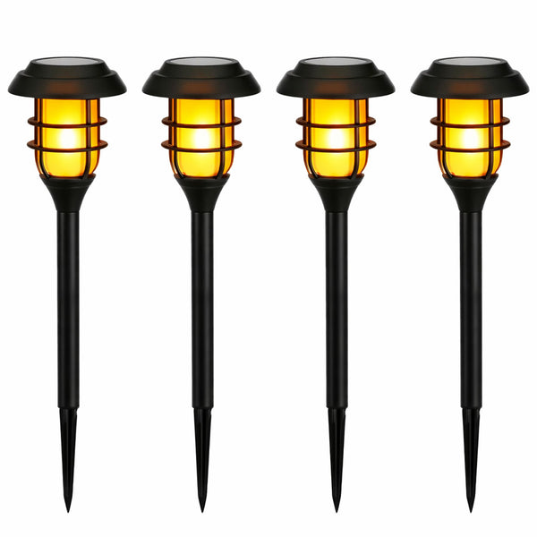 Pack of 4 Solar Stake Lights – Flaming LED Torch Lights