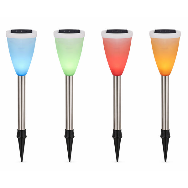Pack of 4 Colour Changing Solar Stake Lights – Multi-Colour LED Garden Lights