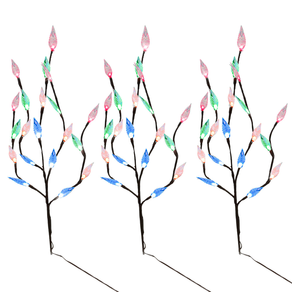 Pack of 3 Multi-Coloured LED Solar Tree Lights – Outdoor Garden Stake Lights