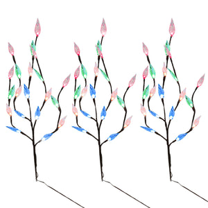 Pack of 3 Multi-Coloured LED Solar Tree Lights – Outdoor Garden Stake Lights