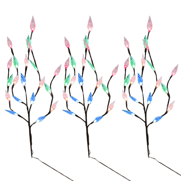 Pack of 3 Multi-Coloured LED Solar Tree Lights – Outdoor Garden Stake Lights
