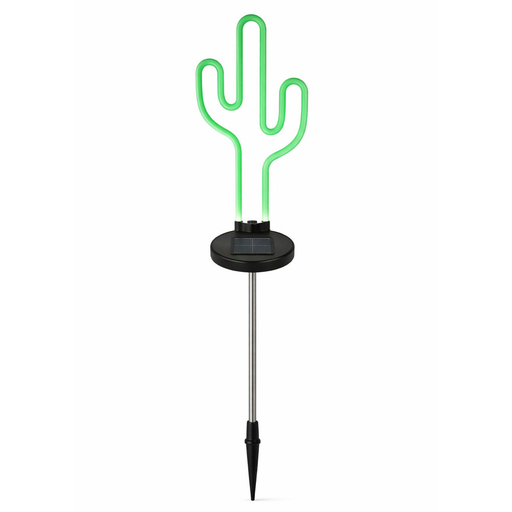 Solar Neon Effect Cactus Stake Light – Green LED Garden Light