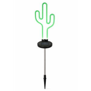 Solar Neon Effect Cactus Stake Light – Green LED Garden Light