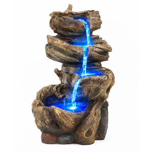 Solar Powered Rock Stack Water Feature with Battery Backup & LED Lights