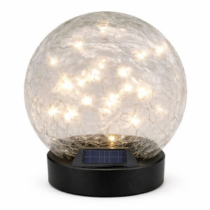 Giant 15cm Solar Crackle Glass Sphere Light – Warm White LED Garden Globe