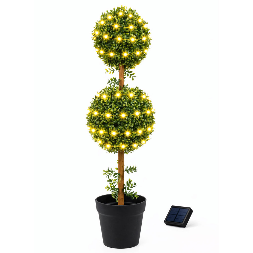 Solar Faux Plant – Double Bay Ball Tree in Pot with 100 LED Lights