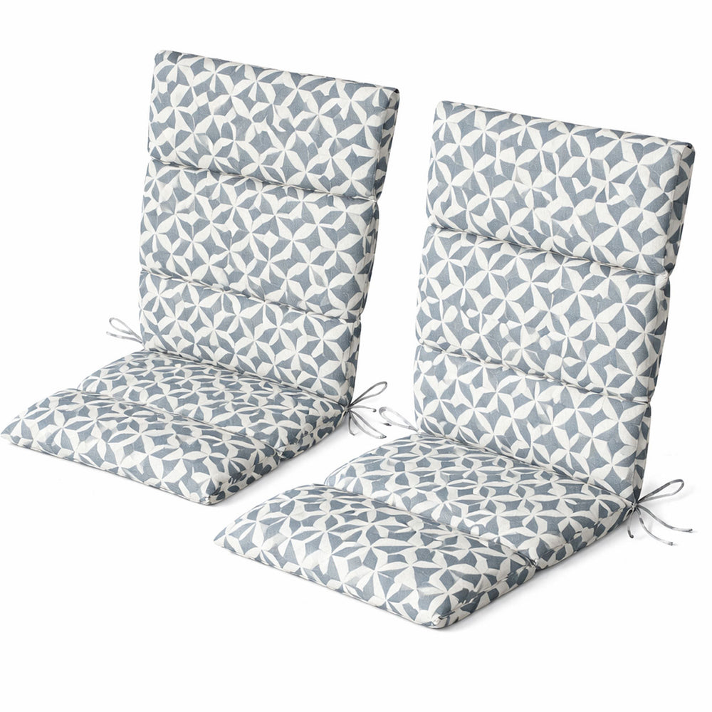 Pair of Outdoor Seat Cushions – Geo Grey Full Length Chair Pads