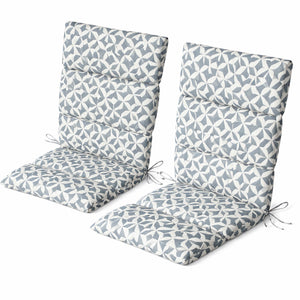 Pair of Outdoor Seat Cushions – Geo Grey Full Length Chair Pads