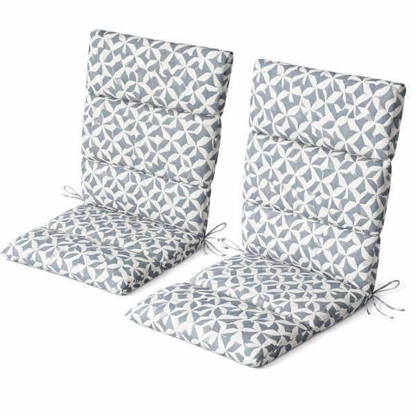 Pair of Outdoor Seat Cushions – Geo Grey Full Length Chair Pads