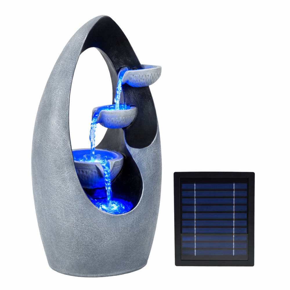 Solar Water Feature – Infinity Loop Fountain with LED Lights & Battery Backup