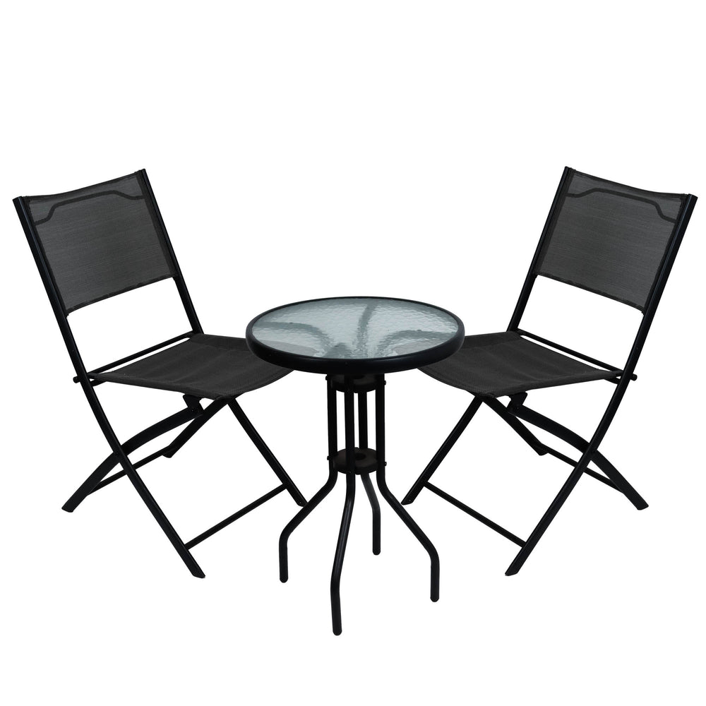 Outdoor Bistro Set – 3 Piece Grey Folding Table & Chairs Set