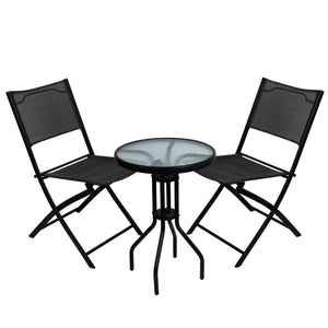 Outdoor Bistro Set – 3 Piece Grey Folding Table & Chairs Set