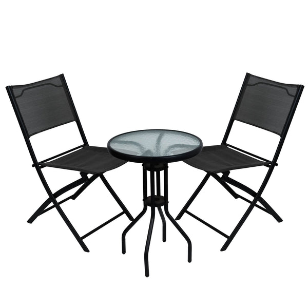 Outdoor Bistro Set – 3 Piece Grey Folding Table & Chairs Set