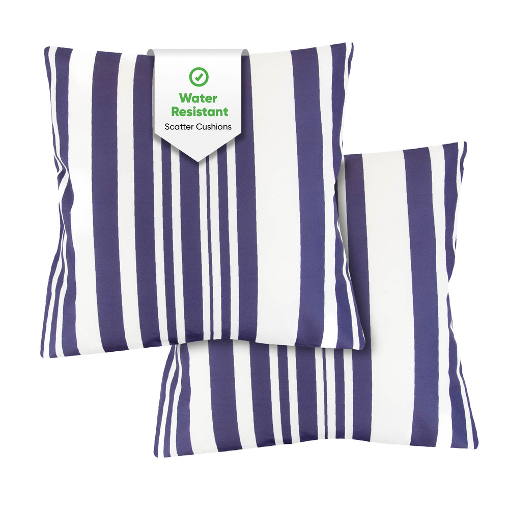 Pair of Outdoor Scatter Cushions – Blue Stripe Design