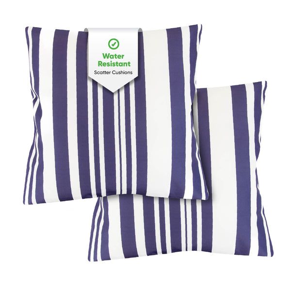 Pair of Outdoor Scatter Cushions – Blue Stripe Design