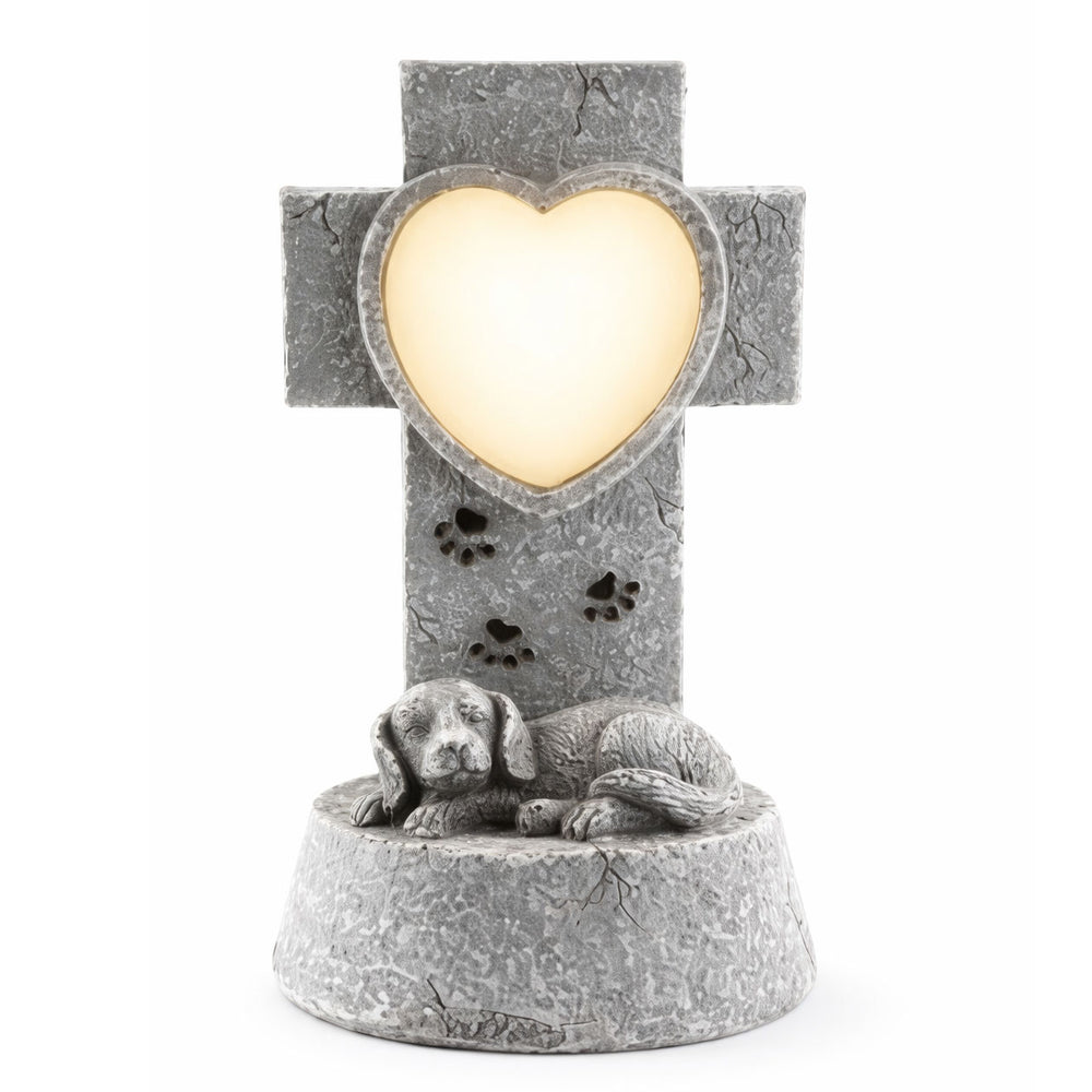 Solar Garden Ornament – Dog Memorial Light with LED Heart