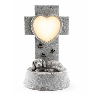 Solar Garden Ornament – Dog Memorial Light with LED Heart