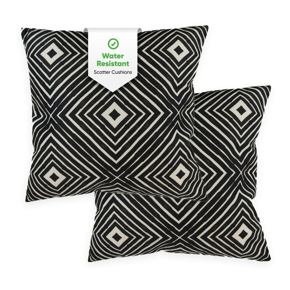 Pair of Outdoor Scatter Cushions – Aztec Diamond Design