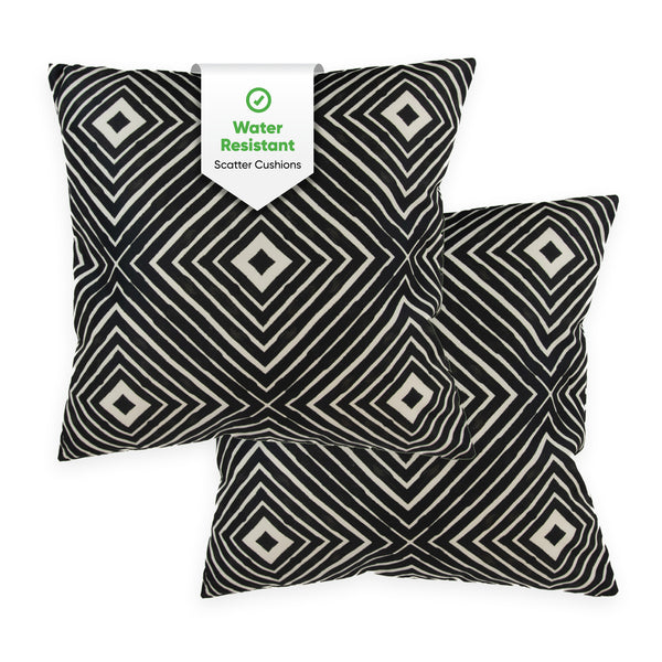 Pair of Outdoor Scatter Cushions – Aztec Diamond Design
