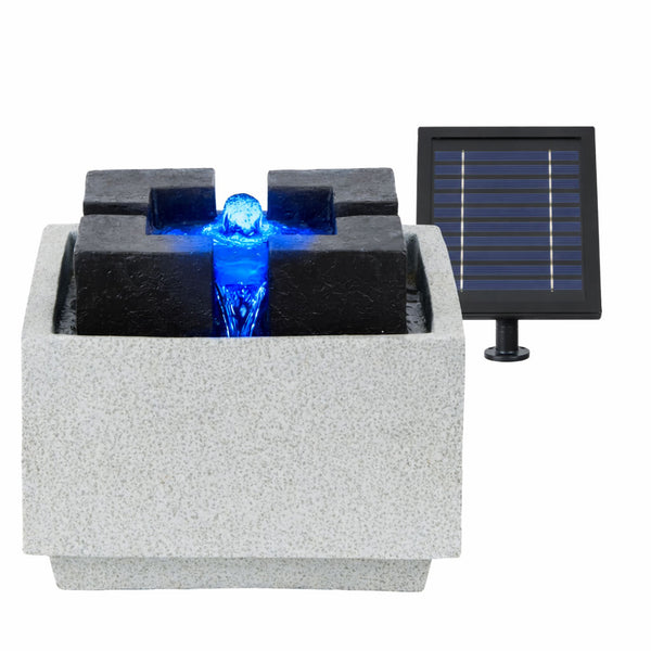 Solar Water Feature – Granite Oasis Fountain with LED Lights & Battery Backup