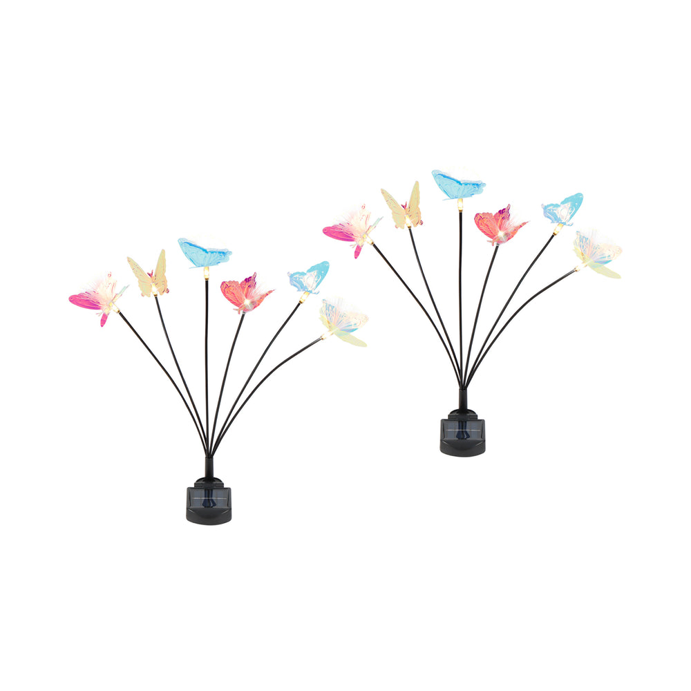 Solar Iridescent Butterfly Stake Light – 6 Butterfly Warm White LED Garden Light