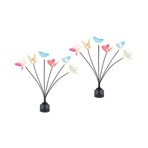 Solar Iridescent Butterfly Stake Light – 6 Butterfly Warm White LED Garden Light