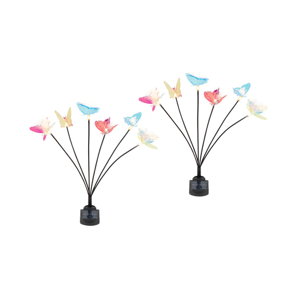 Solar Iridescent Butterfly Stake Light – 6 Butterfly Warm White LED Garden Light
