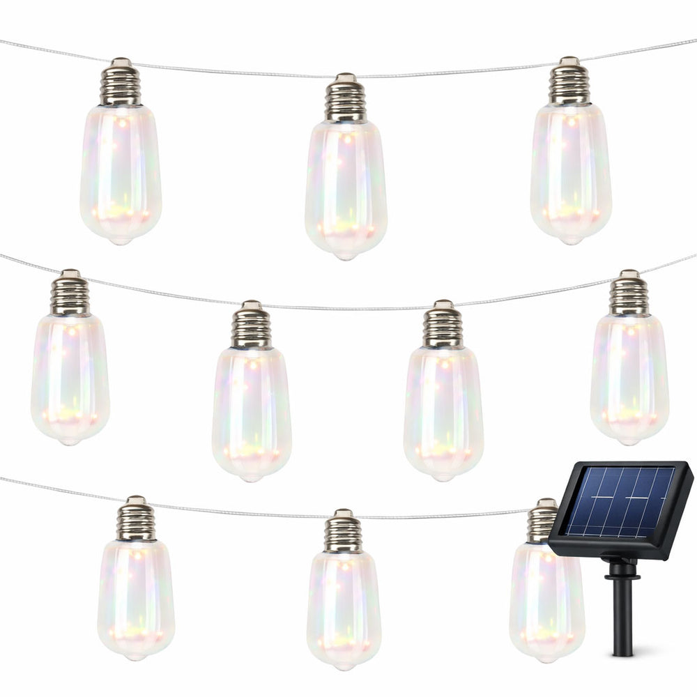 10-Piece Solar String Lights – 2m Tubular LED Bulb Lights