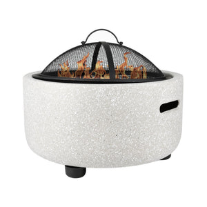 MGO Garden Firepit & BBQ – 2-in-1 Outdoor Fire Bowl with Grill | Stone Effect Patio Heater & Charcoal BBQ