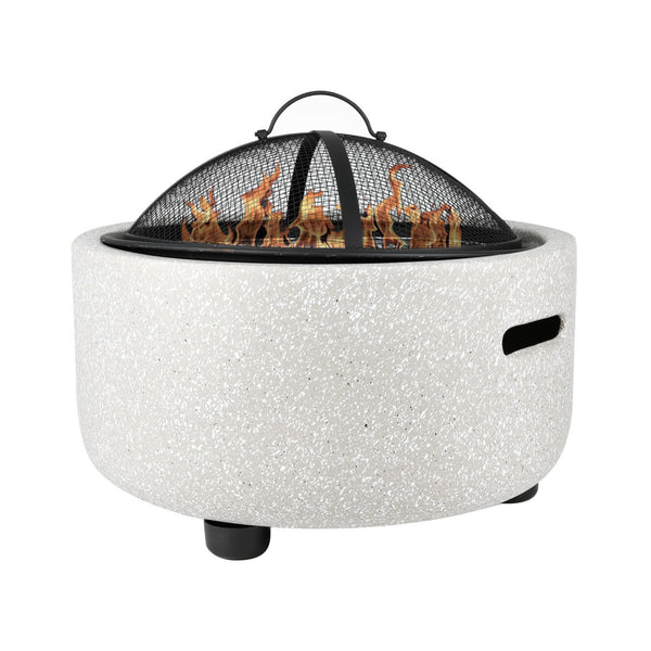 MGO Garden Firepit & BBQ – 2-in-1 Outdoor Fire Bowl with Grill | Stone Effect Patio Heater & Charcoal BBQ