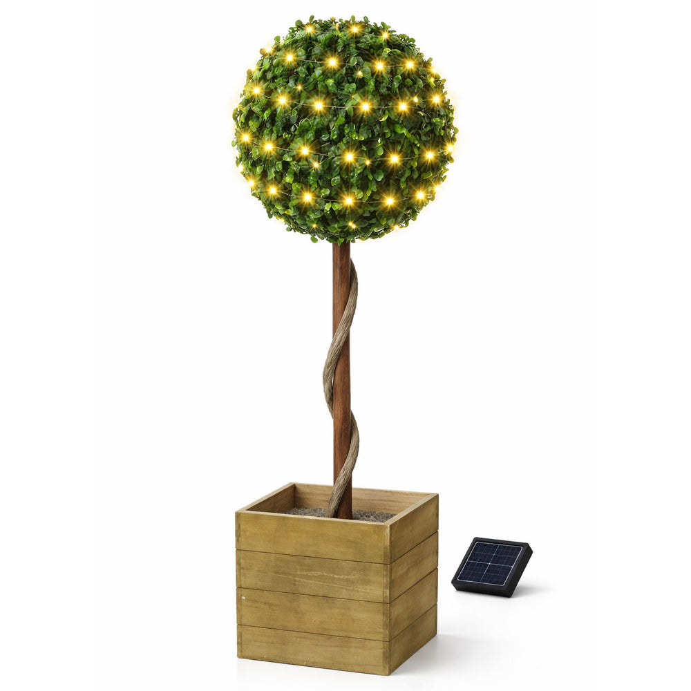 Solar Faux Plant – Bay Ball Tree in Pot with 100 LED Lights