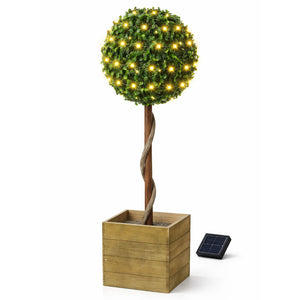 Solar Faux Plant – Bay Ball Tree in Pot with 100 LED Lights