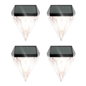 Pack of 4 Solar Fence Lights – Diamond LED Wall Lights