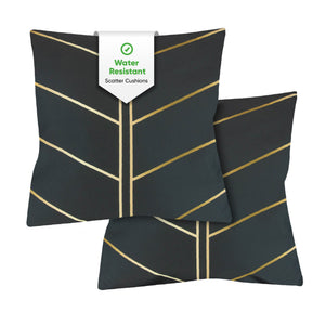Pair of Outdoor Scatter Cushions – Gold Palm Design