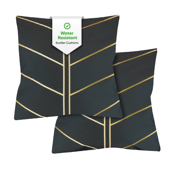 Pair of Outdoor Scatter Cushions – Gold Palm Design