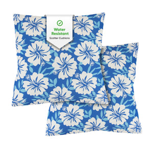 Pair of Outdoor Scatter Cushions – Blue Hawaiian Design